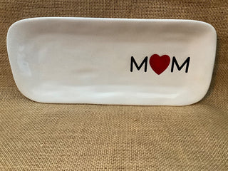 MOM Heart white stoneware platter MTS