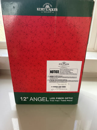 Kurt Adler 12" White Silver LED Light Fiber Optic Angel Christmas Tree Topper-RSV|126795