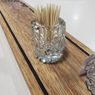 Cut Crystal Toothpick Holder Star & Thumbprint RSV