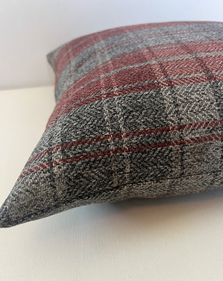 Gray plaid pillow 18x18 RSV