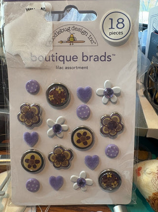 Boutique Brads - lilac floral 18 pieces