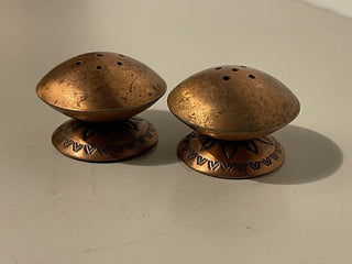 1" 1970's Small Round Copper Salt & Pepper Set--SP MTS