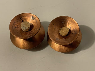 1" 1970's Small Round Copper Salt & Pepper Set--SP MTS