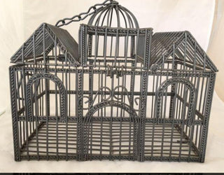 Decorative Gray Metal Wire Victorian House for openwork Design Birdcage #62 VV MTS|68342