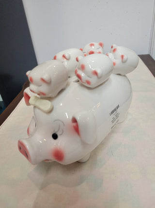 Joyful Mother Pig & 5 Piglets Bank RCD