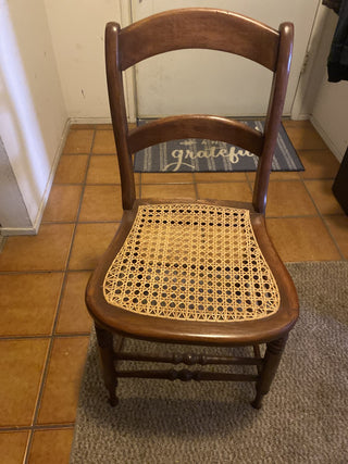 Vintage ladder back and cane chair|99092