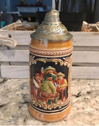 #62 VV Vintage German Gerz 7 1/8 Lidded West Germany Tavern Beer Stein MTS|61130