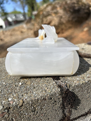 12F Onyx Marble DOVE PATTERN VINTAGE LARGE  TRINKET BOX MTS|65121