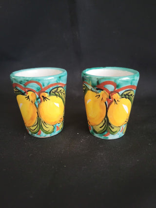 Pair of Glazed Terracotta Limoncello Shot Glasses RCD|106218