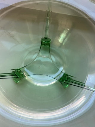 Fostoria Green Footed bowl Depression Glass 11.5" dia. 3 Toed #2394 1930's
