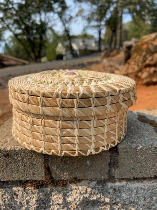 8” Woven Seagrass Basket with Shells