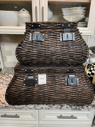 2 Piece Nesting Rattan Baskets with Tray Lids RCD|71278