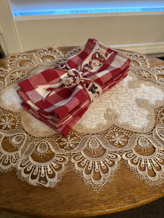 Red and White Buffalo Check Napkins Size  16 x 16 set of 4-RCD|122369