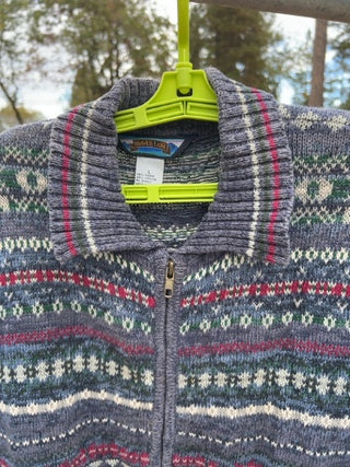 JP vintage Y2K Shaver Lake zip-front cardigan sweater Size L