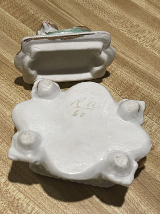 4" Victorian Style Dog on Pillow Fairing Trinket Box--SP