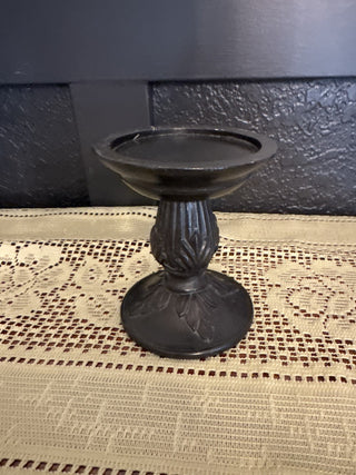 Black Wooden Short Candlestick holder|108024