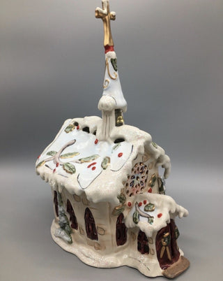 Blue Sky Clayworks Christmas Silent Night Church Tea Light candle holder 13" #62 VV MTS|126937