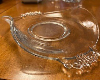 Glass Trinket Tray w Two Upturned Sides