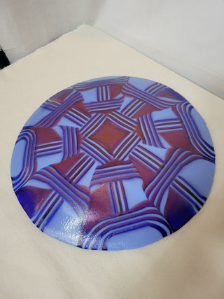 11-1/2" Blue & Red Fused Glass See Thru Plate RCD