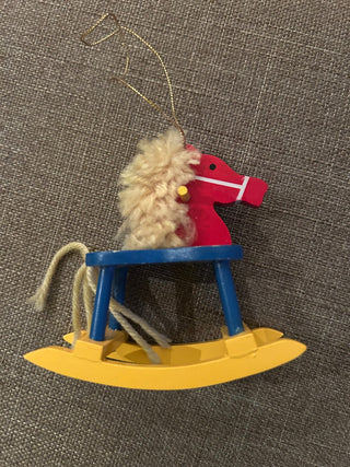 Blue, Red, and Yellow Rocking Horse Ornament   MTS|131932