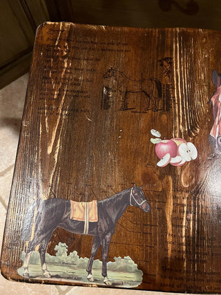 Custom Designed Small Horse Stool/Table w/Black Iron Legs RSV