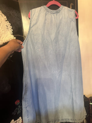 Beach Lunch Lounge light denim Shift dress Sleeveless #63 VV MTS|111702