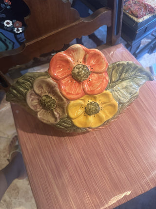 Vtg MCM Italian Ceramic Floral Wall Planter  VV MTS