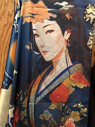 Geisha & Cat silk scarf.  #SM RSV|86289