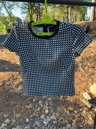 JP ATTENTION BLACK AND WHITE HOUNDSTOOTH TOP SIZE XS