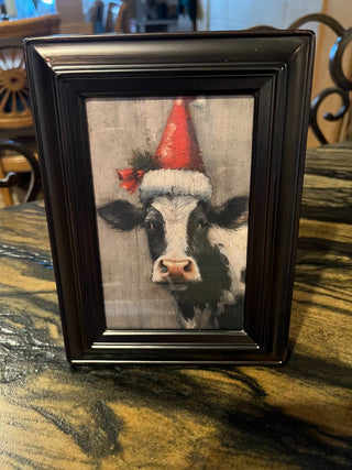 Bronze Framed 6 x 8 Holiday Cow in Reusable Picture Frame. RSV|128621