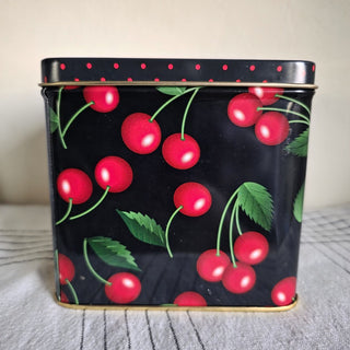 $5 SALE - Cherry Detailed - Black Square Tin