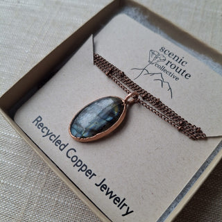 Handmade Recycled Copper & Labradorite Pendant RCD|150518