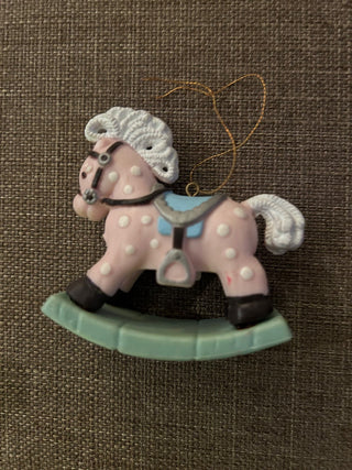 Pink Polka Dot Rocking Horse Ornament   MTS|132076