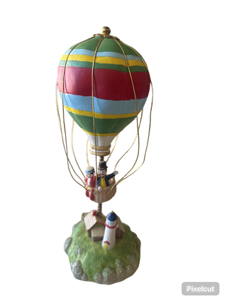 Vintage 1986 George Good Hot Air Balloon Above City Turning  80 days music box #62 VV MTS