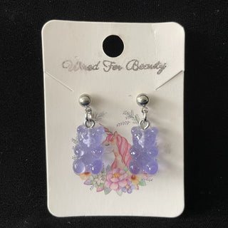 purple gummy bear earrings RSV