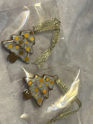 Handcrafted Clay Gold Christmas Tree Ornament | Gift Tag RSV|129701