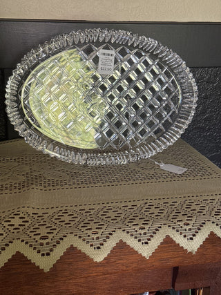 Vintage Rare Find Diamond Pattern Cut Crystal Vanity Tray - RCD
