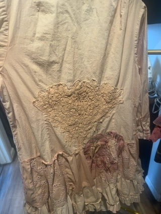High low pleated lace and cotton shirt