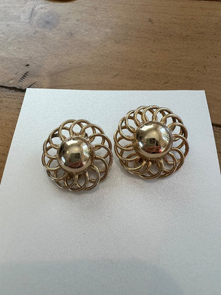 Gold flower clip-on earrings Coro 1950s|46636