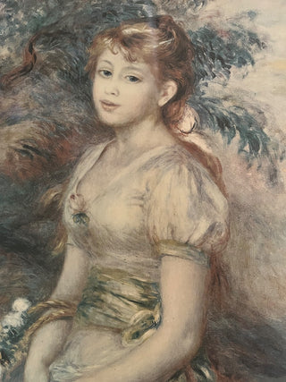 PIERRE AUGUSTE RENIOR "PORTRAIT OF A YOUNG LADY" IN CREAM WOOD FRAME LIMITED SERIES LITHOGRAPHIC REPRODUCTION 18" X 22" EXCELLENT CONDITION (KJS) RCD|145418