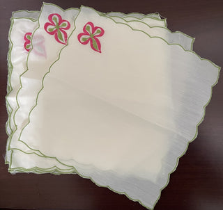 8 ct White Napkins Pink Green Design MTS|159107