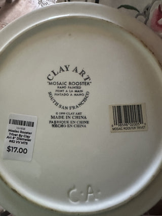 Mosiac Rooster Trivet By Clay Art 8" Diameter #62 VV MTS