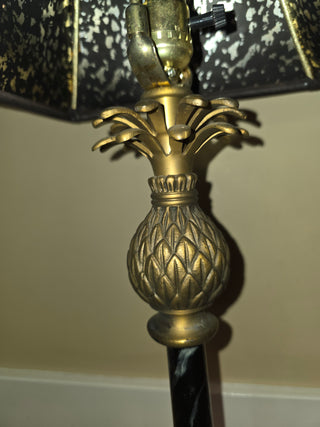 MTS Vtg Brass & Marble Pineapple Lamp - WORKS