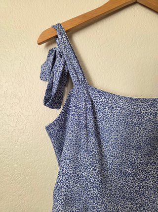 Mi Ami blue micro floral tank with tie straps RSV