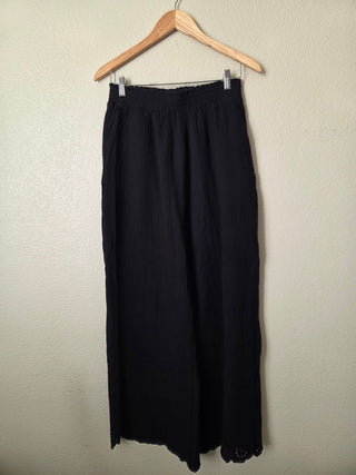 Design History black gauze pants with eyelet hem RSV