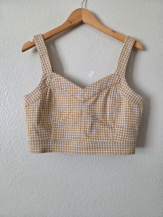 Madewell gingham cropped tank with zipper back RSV 07N