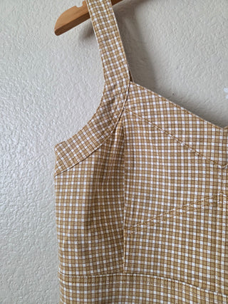 Madewell gingham cropped tank with zipper back RSV 07N