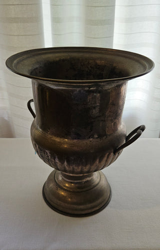 Vintage Metal Urn Vase with Handles