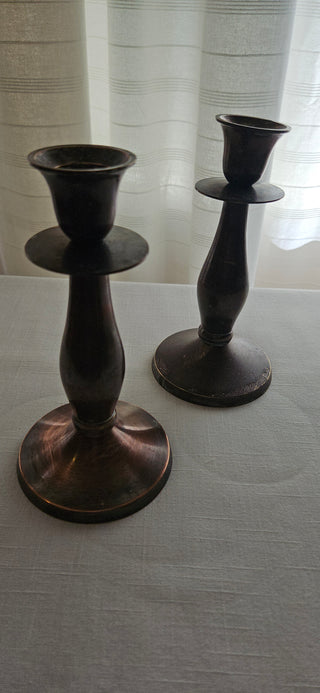 Vintage metal candlestick holder dark patina (sold individually)