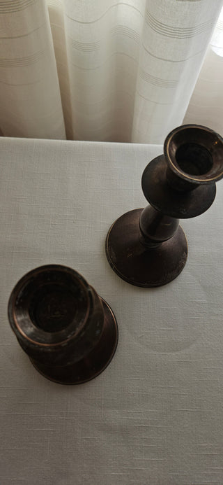Vintage metal candlestick holder dark patina (sold individually)